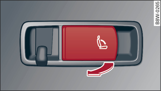 Fig. 94 Valable pour le Cabriolet Coffre à bagages : levier de déverrouillage