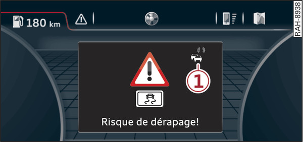 Fig. 240 Exemple : affichage dans le système d information du conducteur d une mise en garde d un danger à proximité