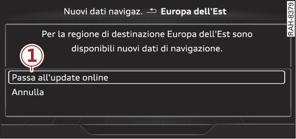 Fig. 237Esempio: visualizzazione di un nuovo update online delle cartine