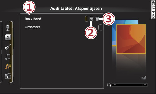 Afbeelding 280Audi tablet: Afspeellijsten