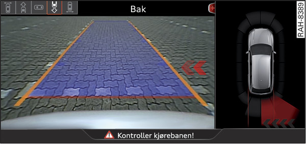 Bilde 158Infotainment: Visning fra assistenten for kryssende trafikk bak