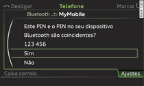 Indicação do PIN para introdução no telefone móvel