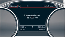 Painel de instrumentos Indicação do próximo serviço (exemplo)