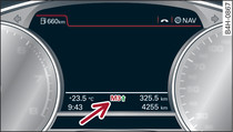 Sdružené přístroje: ukazatel řazení v režimu Tiptronic (automatická převodovka)