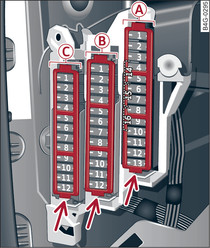 Dash panel (driver's side): Fuse carrier with plastic frames