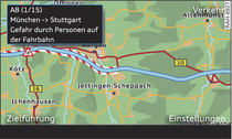 Anzeige einer TMC/TMCpro-Verkehrsinformation in der Karte