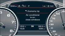 Instrument cluster: Economy tip