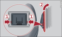 Parte posterior del asiento del conductor/acompañante: Sacar la Audi tablet