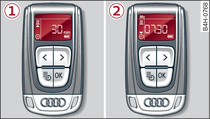 Télécommande du chauffage stationnaire : -1 - activation immédiate, -2- programmation de la minuterie