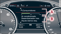 Painel de instrumentos: aparelhos de consumo adicionais