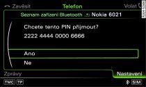 Údaj PIN k zadání do mobilního telefonu