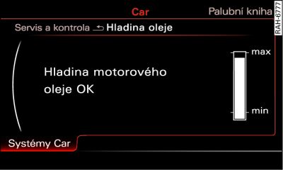 Infotainment: ukazatel hladiny oleje