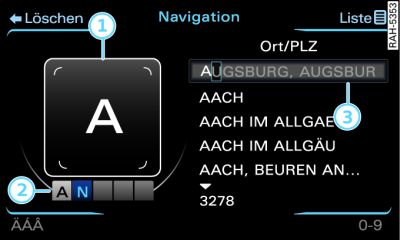 Navigationsziel eingeben