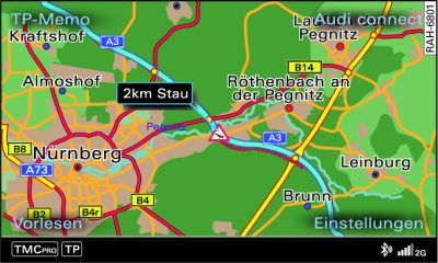 Anzeige einer TMC/TMCpro-Verkehrsinformationen in der Karte