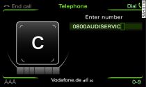 Entering a telephone number via MMI touch pad