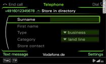 Storing a telephone number in the directory