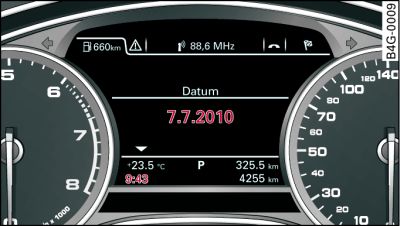 Instrument cluster: Time and date display