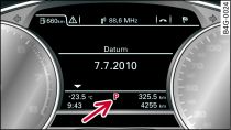 Instrument cluster: Selector lever positions