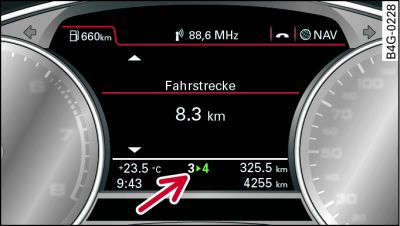 Instrument cluster: Gear-change indicator