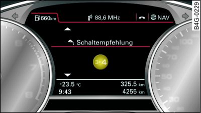 Instrument cluster: Advanced gear-change indicator