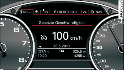 Instrument cluster: Selected speed