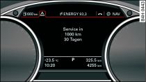 Instrument cluster: Service interval display