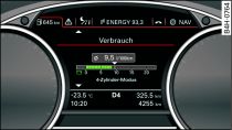 Instrument cluster: 4-cylinder mode