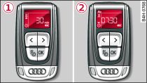 Remote control for auxiliary heating: -1- switching on immediately -2- setting the timer