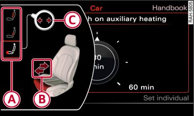 Infotainment display: Seat adjustment