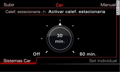 Infotainment: Encender y apagar la calefacción independiente de inmediato