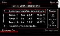 Infotainment: Ajustar el temporizador