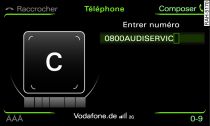 Saisie d'un numéro de téléphone à l'aide du pavé MMI touch