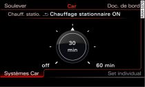 Système d'infodivertissement : activation/désactivation immédiate du chauffage stationnaire