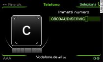 Inserimento di un numero telefonico mediante la superficie di comando MMI touch