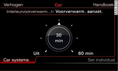 Infotainment: Interieurvoorverwarming direct in- en uitschakelen