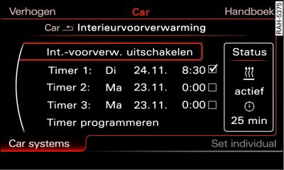 Infotainment: Timer instellen