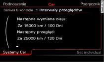 Infotainment: przykład wskazania terminu przeglądu