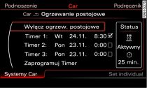 Infotainment: nastawianie timera