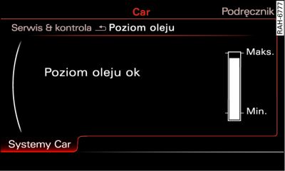 Infotainment: wskazanie poziomu oleju