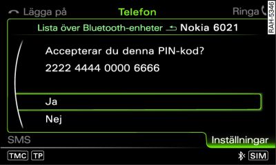 visning av PIN-kod för inmatning i mobiltelefonen