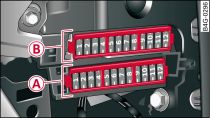 Förarplats passagerarsida: Säkringshållare med plastbygel