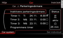 Infotainment: Ställa in timer