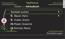 Anzeige bei aktivem MMI touch