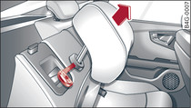 Rear seat: Release point for removing head restraint