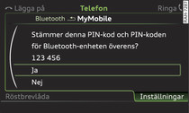 visning av PIN-kod för inmatning i mobiltelefonen