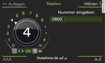 Telefonnummer über den Zahlen-Speller eingeben