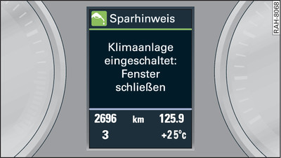 Kombiinstrument: Sparhinweis