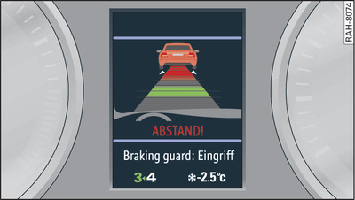 Kombiinstrument: Auffahrwarnung