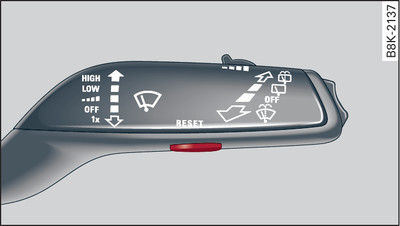 Windscreen wiper lever: RESET button