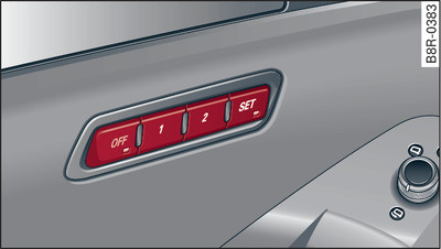 Driver's door: Recall buttons for memory function